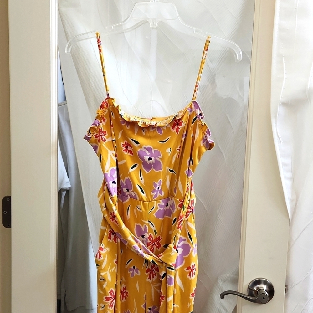 BCBGeneration Floral Ruffle Knot Front Jumpsuit